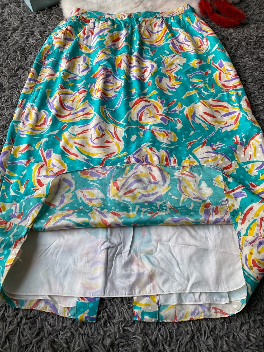 Vintage Raul Blanco Silk Abstract Pattern Midi Skirt - Picture 4 of 7